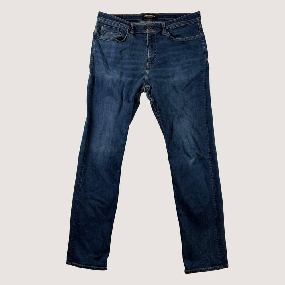 Revtown Decade Denim Mens 36x34 Medium Wash Straight Leg Stretch Blue Jeans